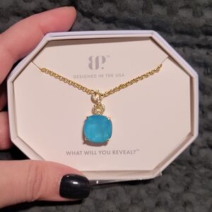 Gold and Blue Pendant Necklace